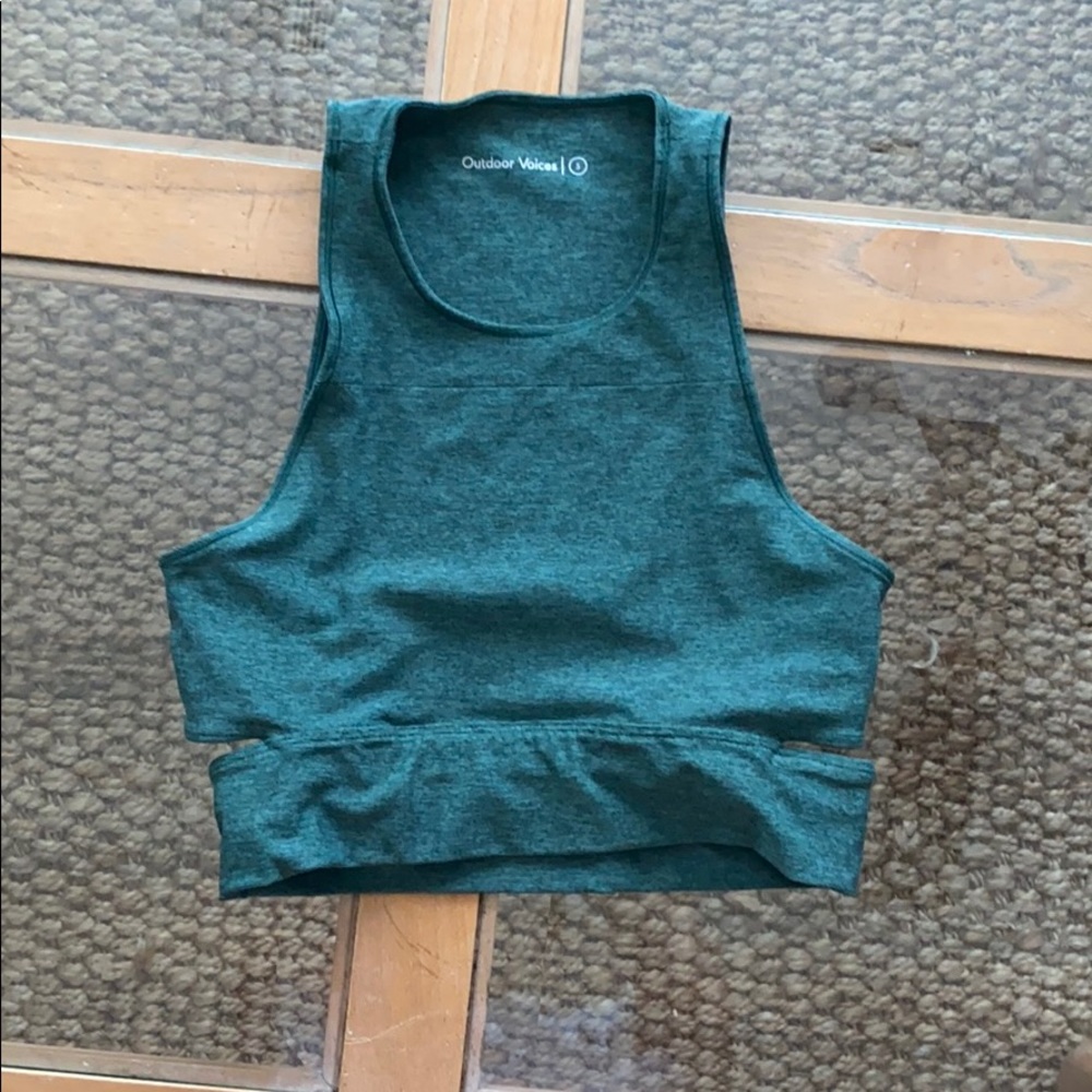 OUTDOOR VOICES GREEN CROP TOP SIZE S